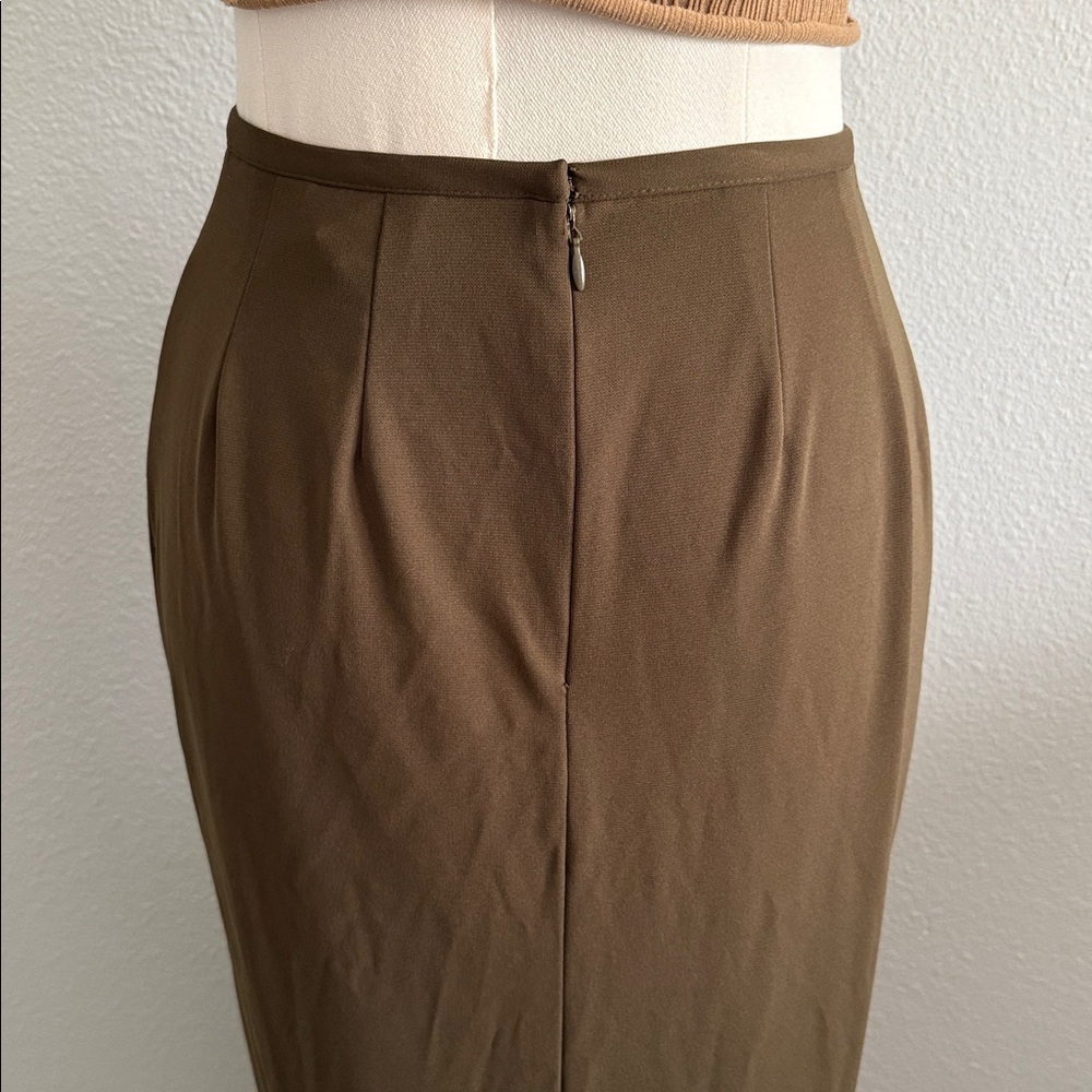 Vintage Taiga Paris Olive Green Midi Skirt Size Small - Picture 6 of 9